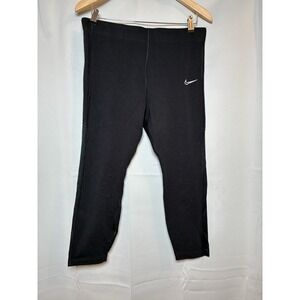 Nike Women's XL Cropped‎ Leggings Black Mesh Panel Running Training Yoga Pants